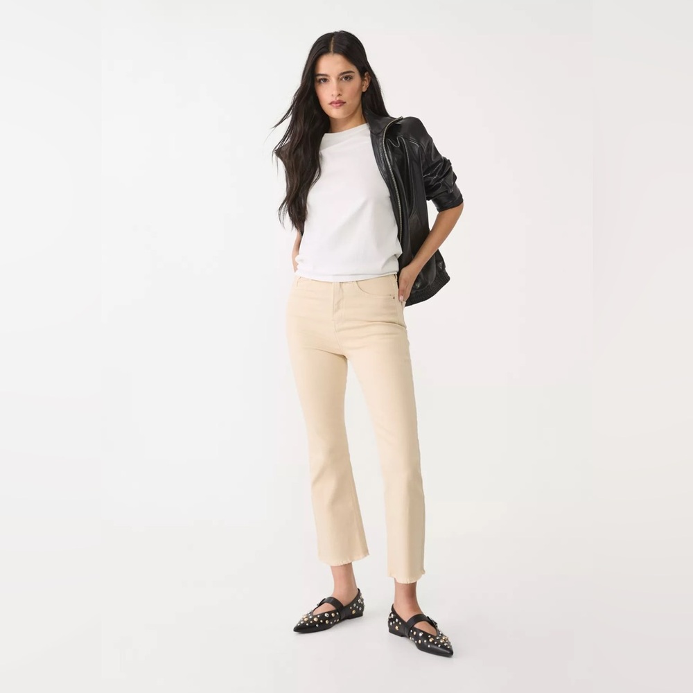 Stradivarius straight crop jeans with frayed hem